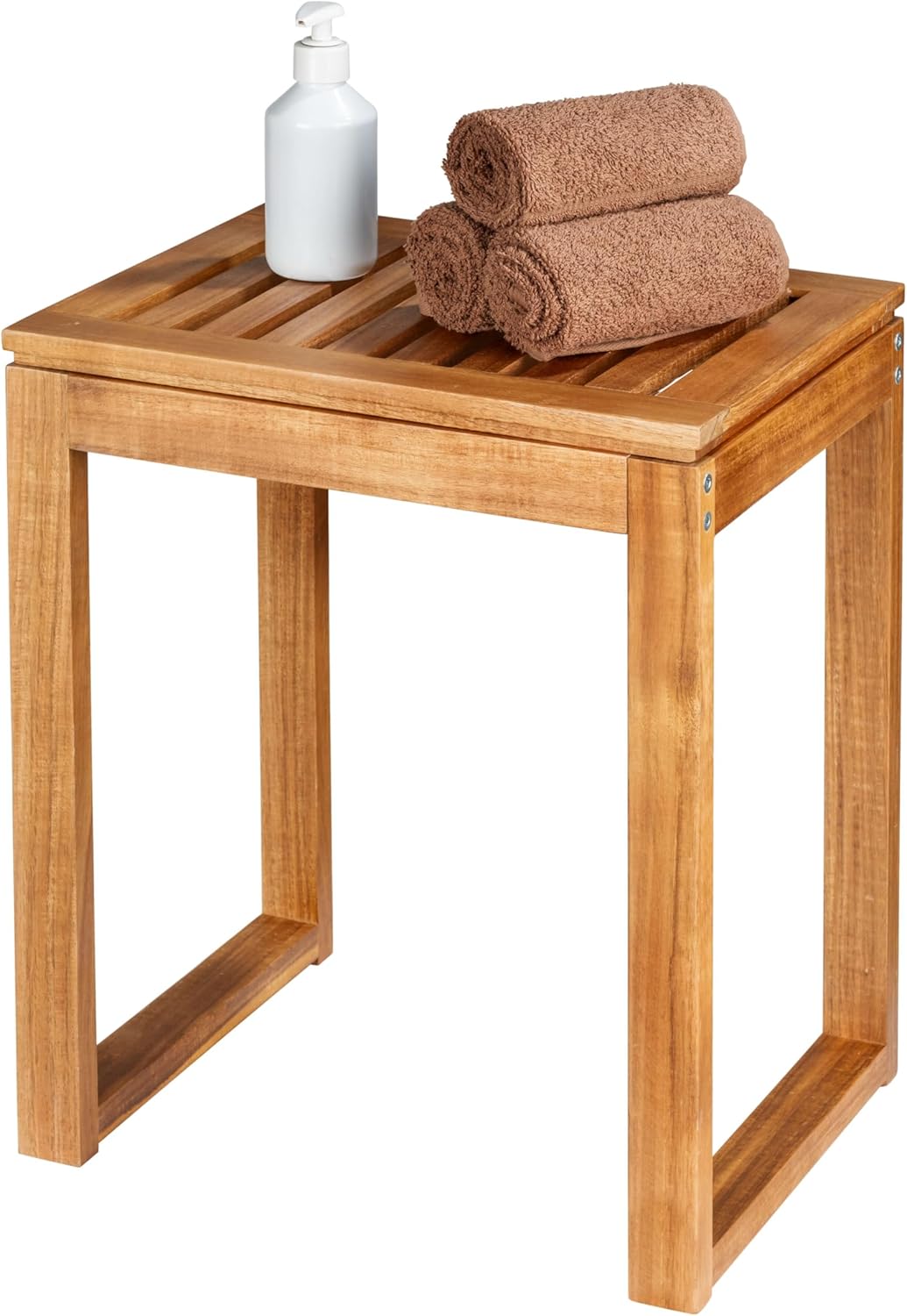 WENKO Hocker Mod. Fondi quadratischer Badhocker aus massivem Akazienholz FSC® Zertifiziert 60 x 39 x
