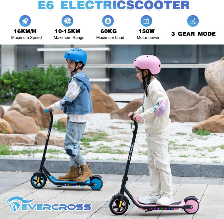 EVERCROSS E6 Elektroroller für Kinder, 7" Leichter E-Scooter für 6-12 Jahre, Elektroscooter mit Eine