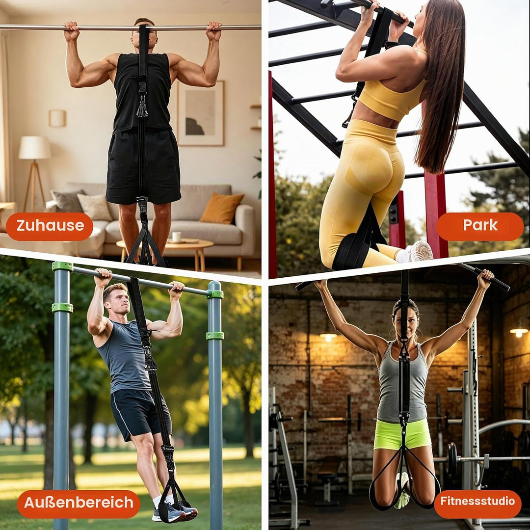 Klimmzug Bänder Set, Klimmzughilfe 75-300lbs mit Verstellbarem Widerstand und Höhe, Pull Up Band für