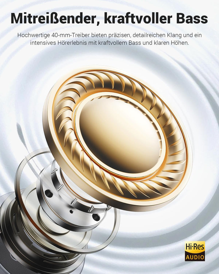 Wentronic Y01 Noise-Cancelling-Kopfhörer, Kabellose Over-Ear-Kopfhörer, Bluetooth 5.3, Hi-Res Sound,