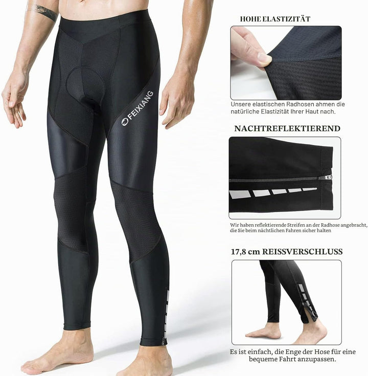 MEETWEE Herren Radlerhose Lange Fahrradhose, Kompression Radhose Leggings Radsport Hose für Männer E