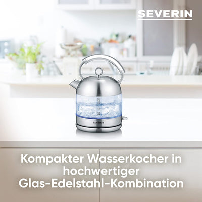 SEVERIN Retro Glas Wasserkocher, leistungsstarker und kompakter Wasserkocher im hochwertigen Retro D