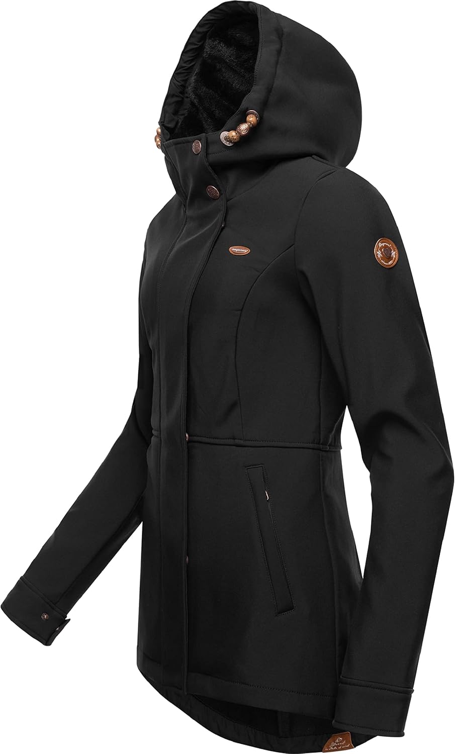 Ragwear Damen Sotfshelljacke atmungsaktive Übergangsjacke mit Teddyfleece-Kapuze Yba XS-6XL XS Black