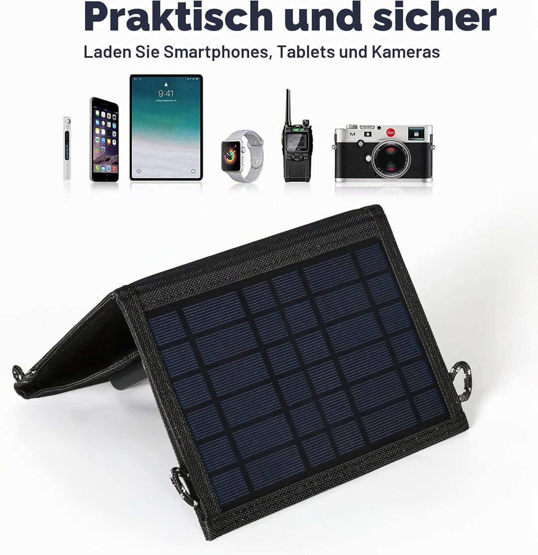 DEWIN Faltbares Solarpanel 15w, 15W 5V Solarpanel mit USB-Anschluss Solarladegerät für Handy und Lap