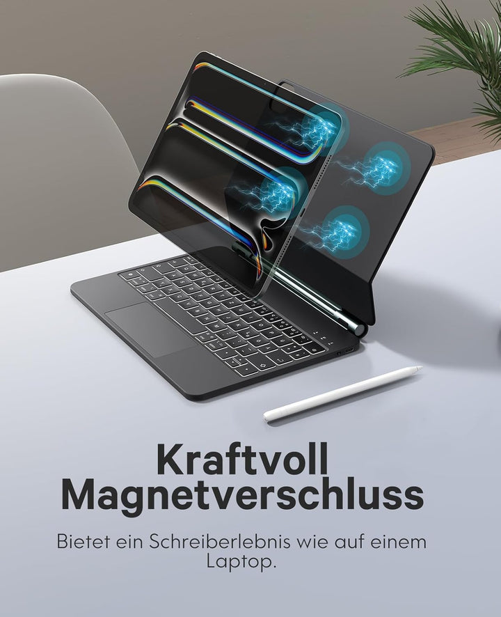 Earto Magic Keyboard Nur für iPad Pro 11 M4 2024, Freischwebendes Stand Tastatur Hülle mit Trackpad