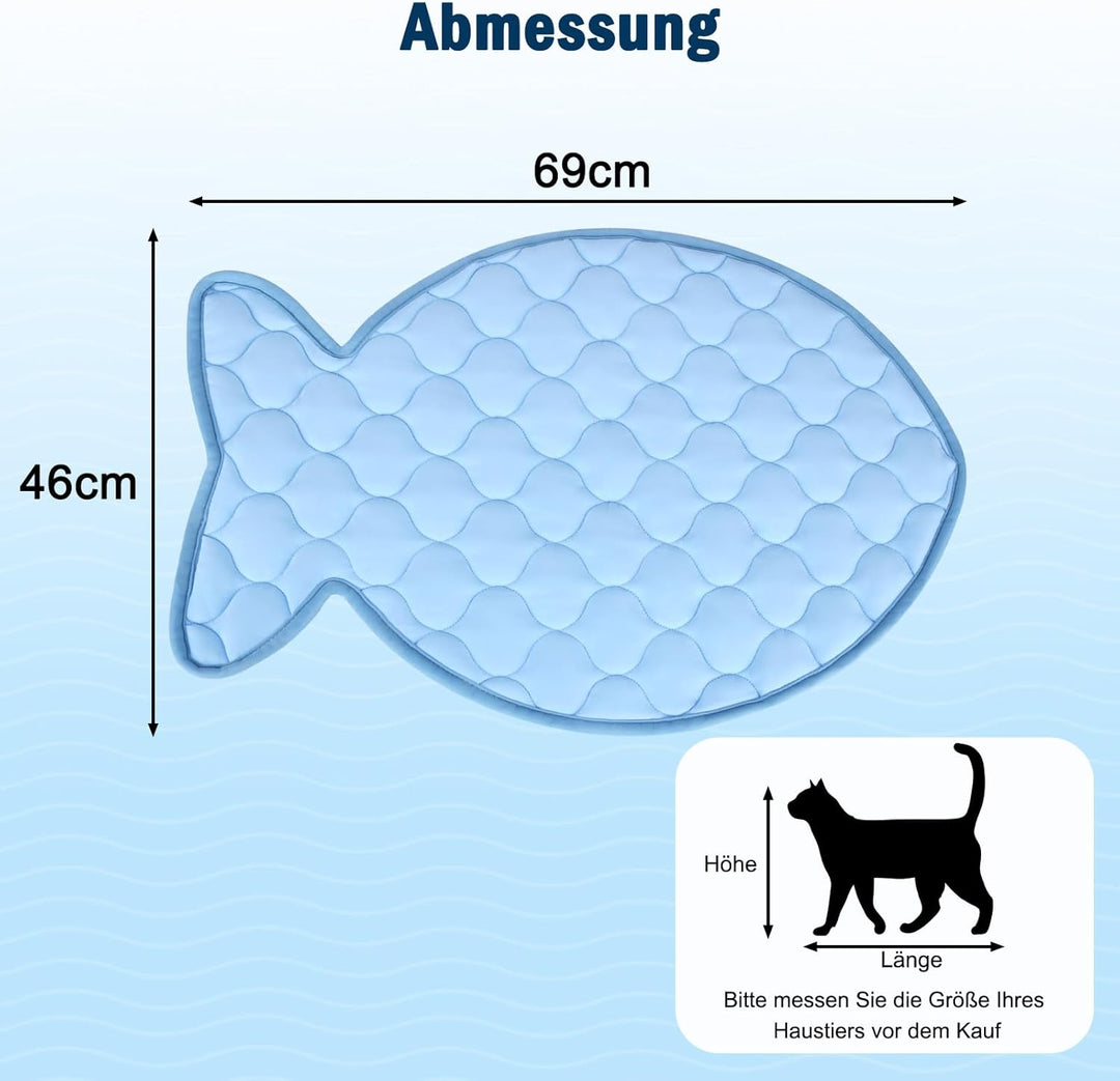 SZEE Fischformen Kühlmatte für Katzen/Kleine Hunde, Einzigartig Selbst Kühlenden Katzenmatte im Somm