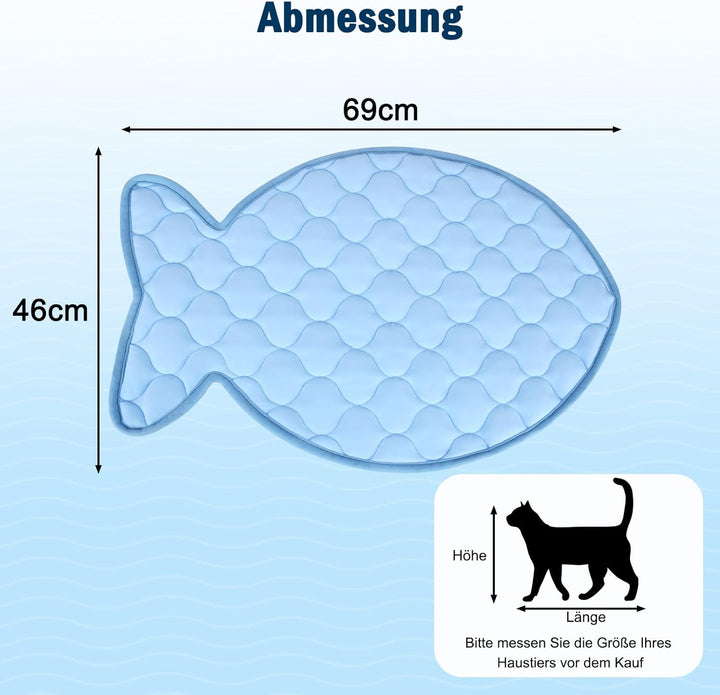 SZEE Fischformen Kühlmatte für Katzen/Kleine Hunde, Einzigartig Selbst Kühlenden Katzenmatte im Somm