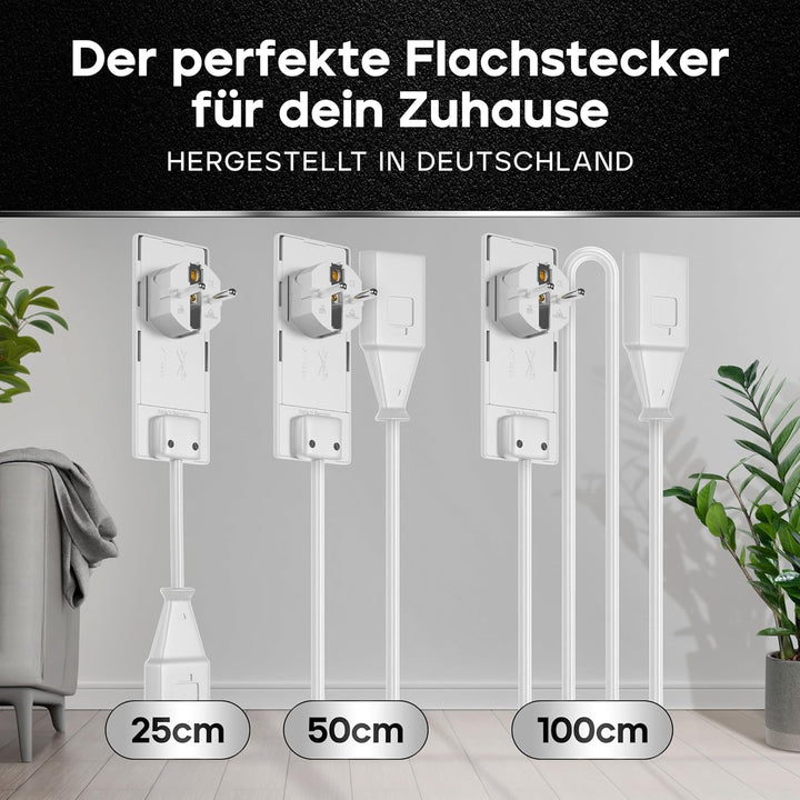 KABEL EULE | Evoline Flachstecker Verlängerung auf Eurostecker | Weiss | 25cm | Made in Germany | Mö