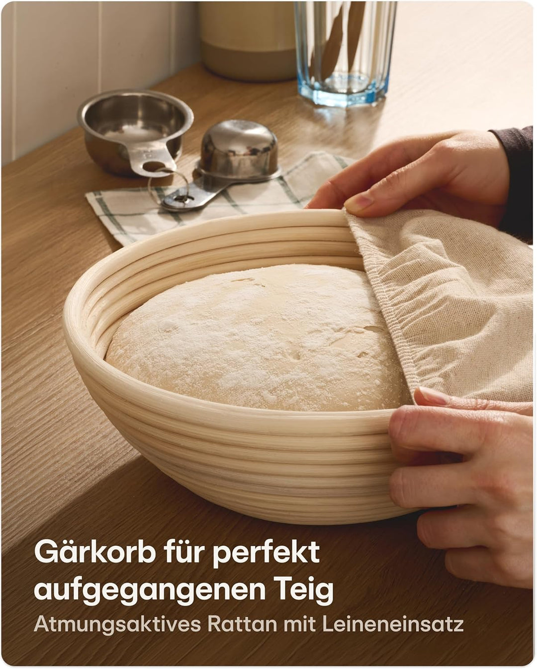Praknu Gusseisen Topf für Brot Backen Set (26 cm Brottopf) – Inkl. Gärkorb, Brotbeutel & Brotbacktop