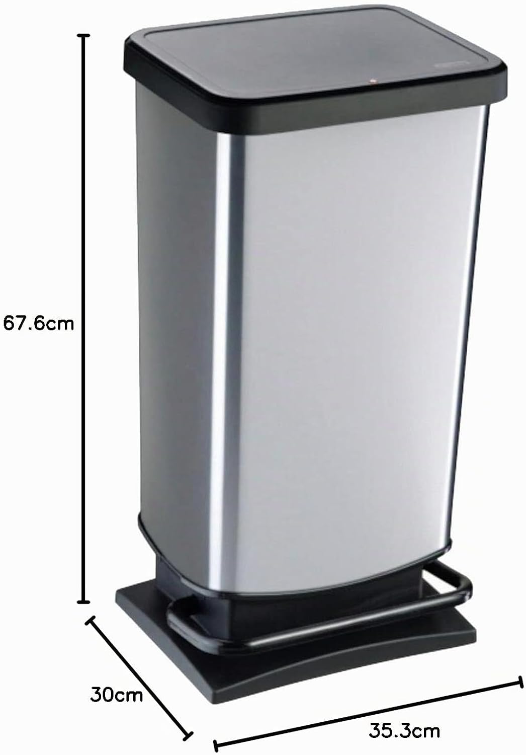 Rotho Paso Abfalleimer, Metallicgrau, 40L
