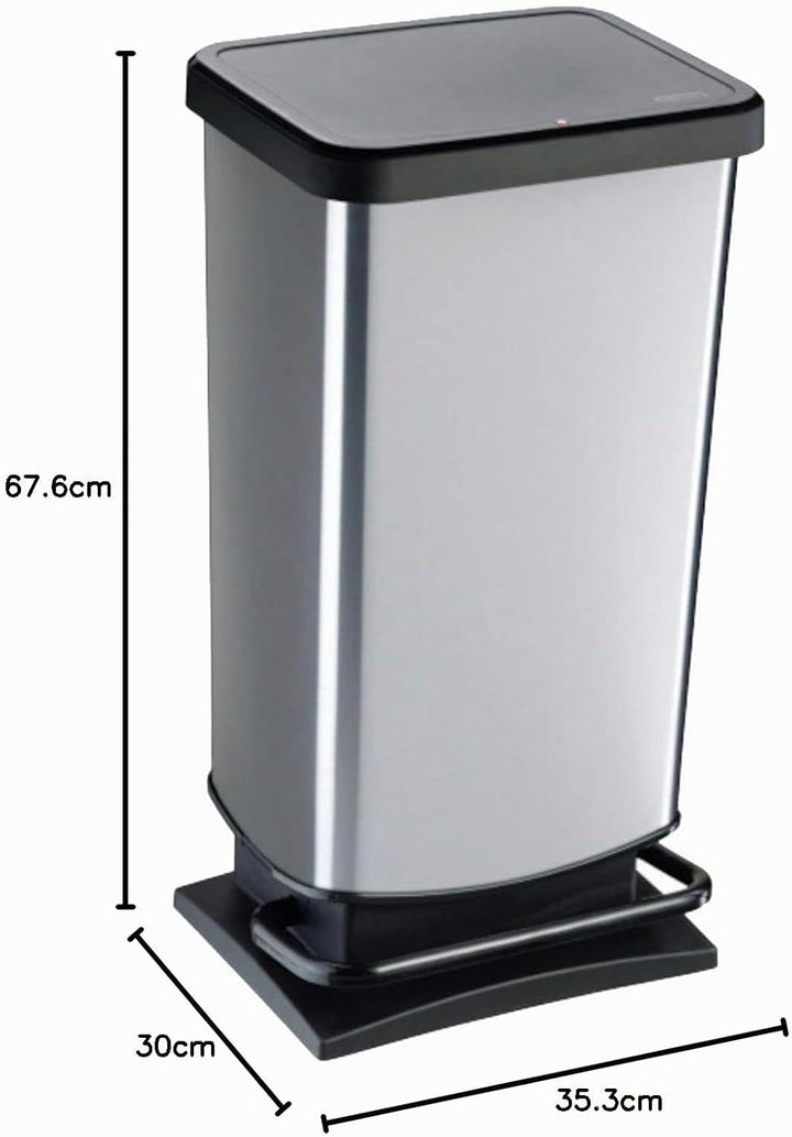 Rotho Paso Abfalleimer, Metallicgrau, 40L