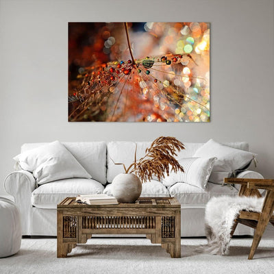 Bilder auf Leinwand 100x70cm Leinwandbild mit Rahmen Spinnennetz modern Gross Wanddeko Bild Schlafzi