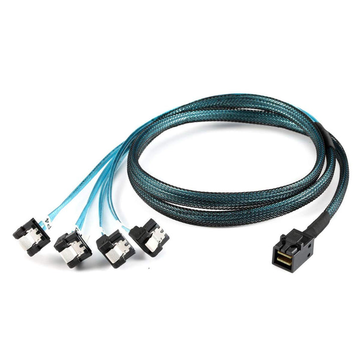 Cablecc Interner Mini-SAS-SFF-8643-Host auf abgewinkeltem 4-SATA-Zielfestplatten-6-Gbit/s-Datenserve
