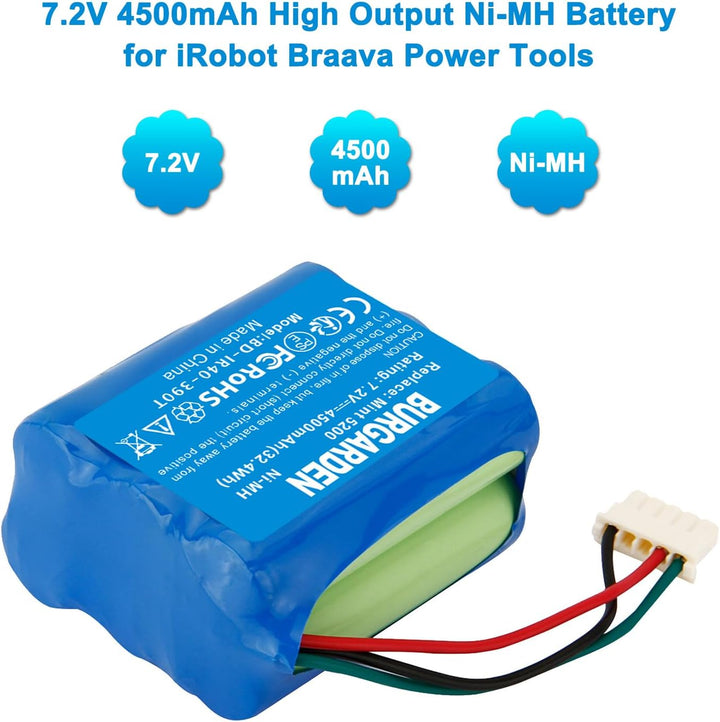 7.2V 4500mAh NI-MH akku Wiederaufladbar, Ersatz-akku für 380, 380T, 390T, Kompatibel mit Mint 5200 5