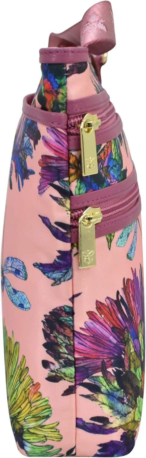 Anuschka Crossbody Tasche mit Einsteckfach - Wanderlust Kollektion - Nylonstoff mit Leder Trim und K