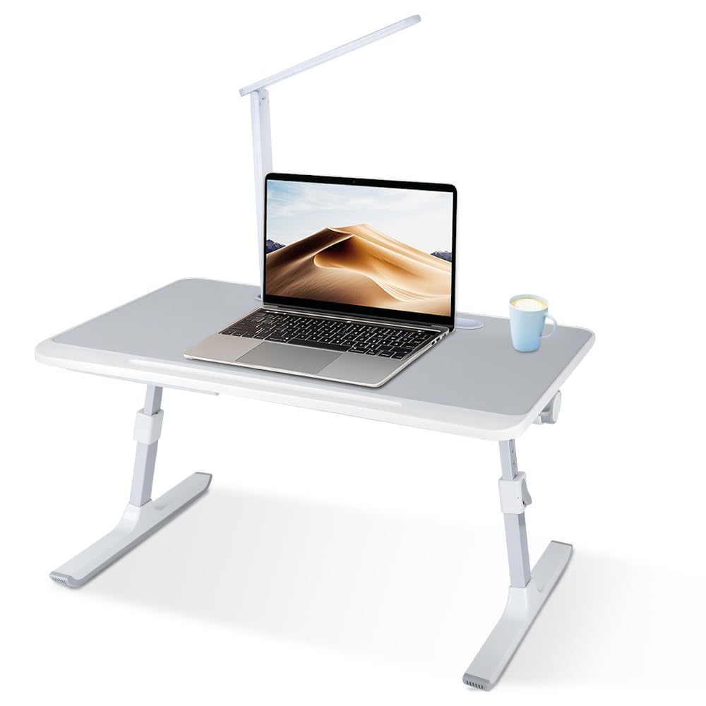 OHMG Laptop-Bett, höhenverstellbar und Winkel, faltbar, neigbar, mit Kühler/USB-Ports/Schublade, für