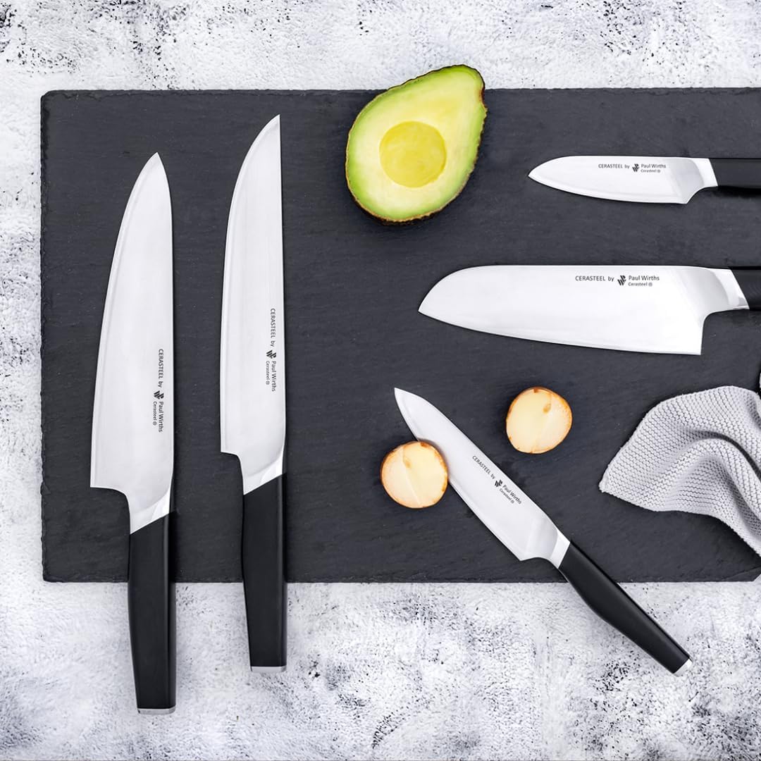 Paul Wirths CERASTEEL Brotmesser | Bruchfeste & extrem scharfe Klinge aus Keramik & Edelstahl | Klin