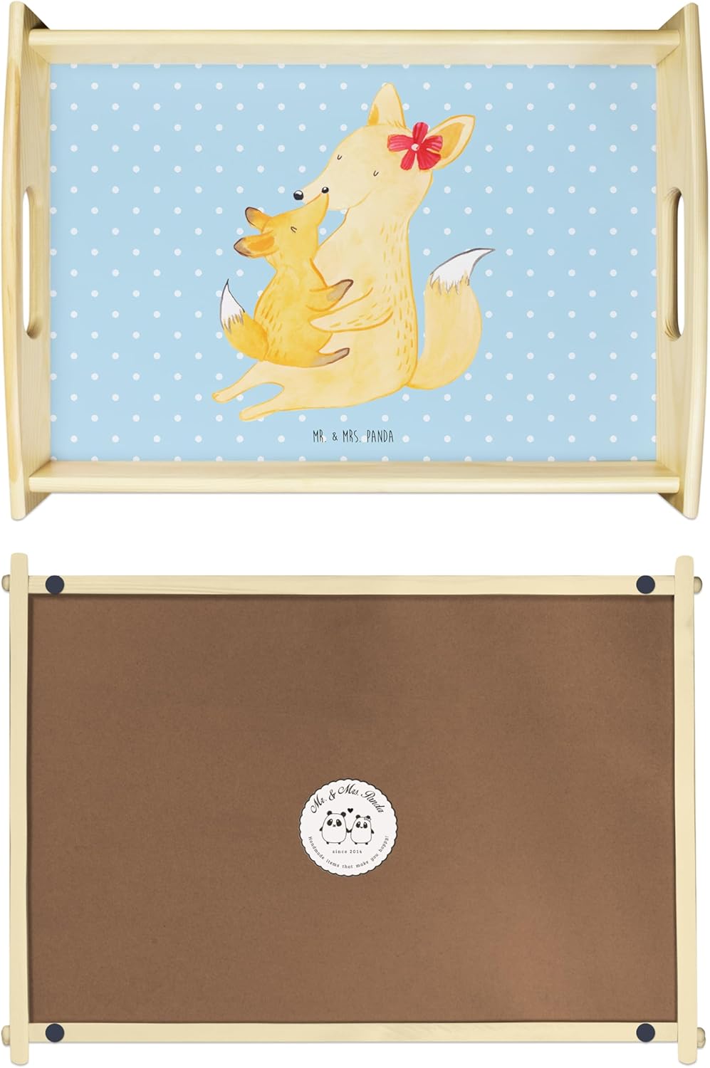 Mr. & Mrs. Panda Serviertablett Fuchs Mama & Kind - Geschenk, Frühstückstablett, Beste Tochter, Lieb