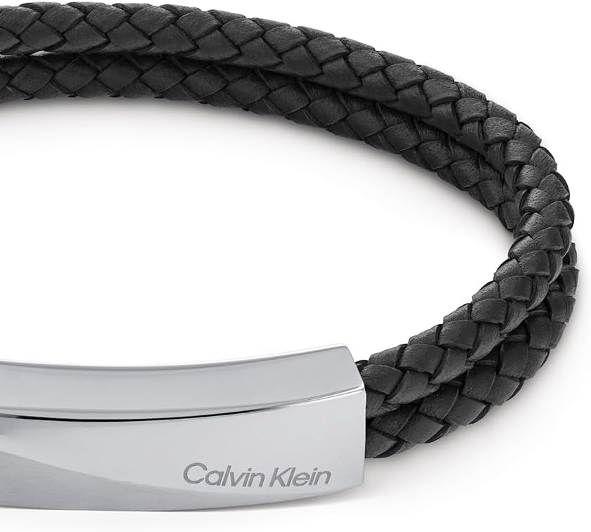 Calvin Klein Lederarmband für Herren Kollektion WRAPPED & BRAIDED Black, Black