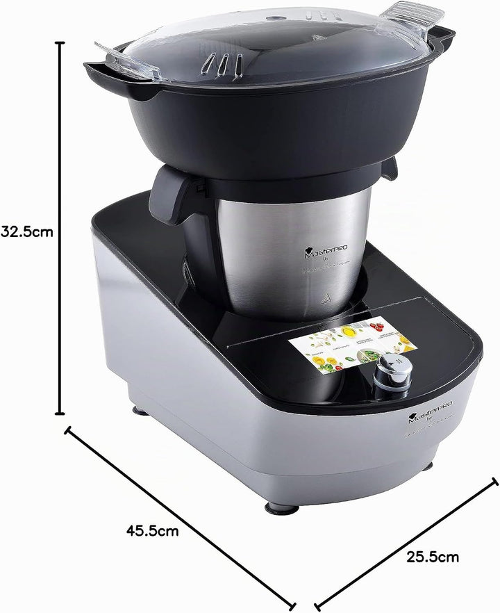 MasterPRO BY CARLO CRACCO - Küchenmaschine 1000W 3.5L - 12 Programme - LED Touch Control - Multifunk