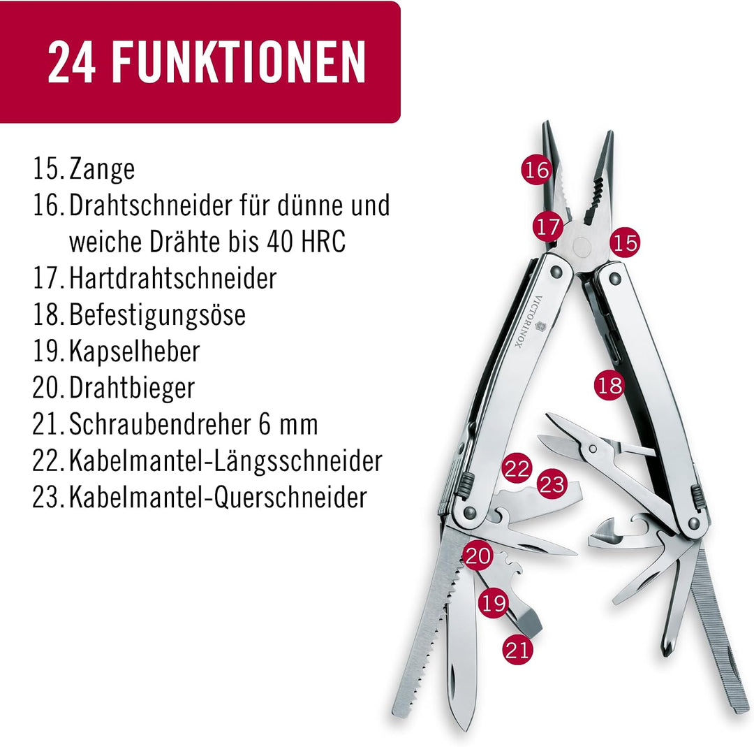 Victorinox, Multifunktionswerkzeug, Swiss Tool Spirit X, Silber (24 Funktionen, Feststellklinge, Kom