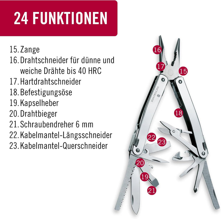 Victorinox, Multifunktionswerkzeug, Swiss Tool Spirit X, Silber (24 Funktionen, Feststellklinge, Kom
