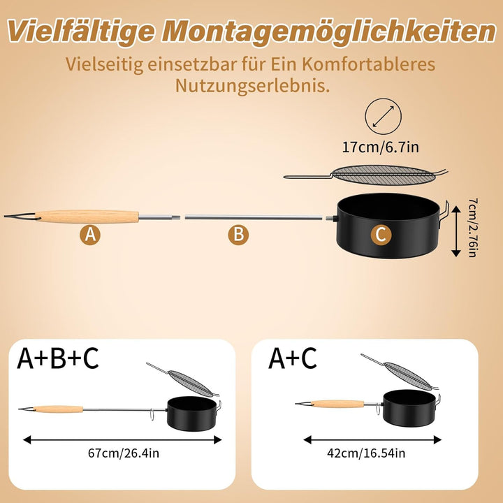 Popcorn Maker Lagerfeuer aus Kohlenstoffstahl, Antihaft Outdoor Popcorn-Pfanne für Lagerfeuer mit Hi