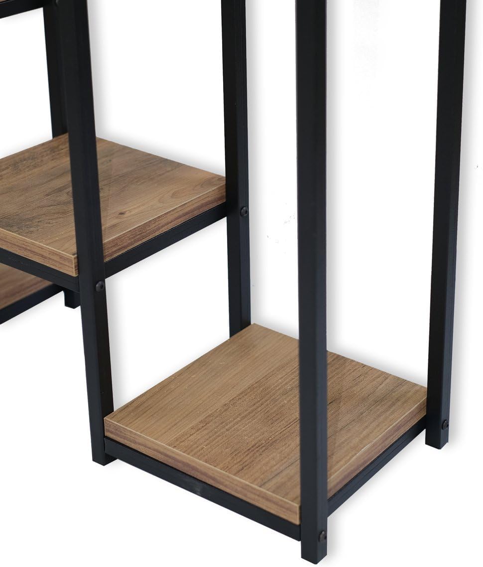 WDMT Rechteckiger Pflanzentisch aus Metall mit Holzregalen von Naturn Living – Blumenregal für drinn