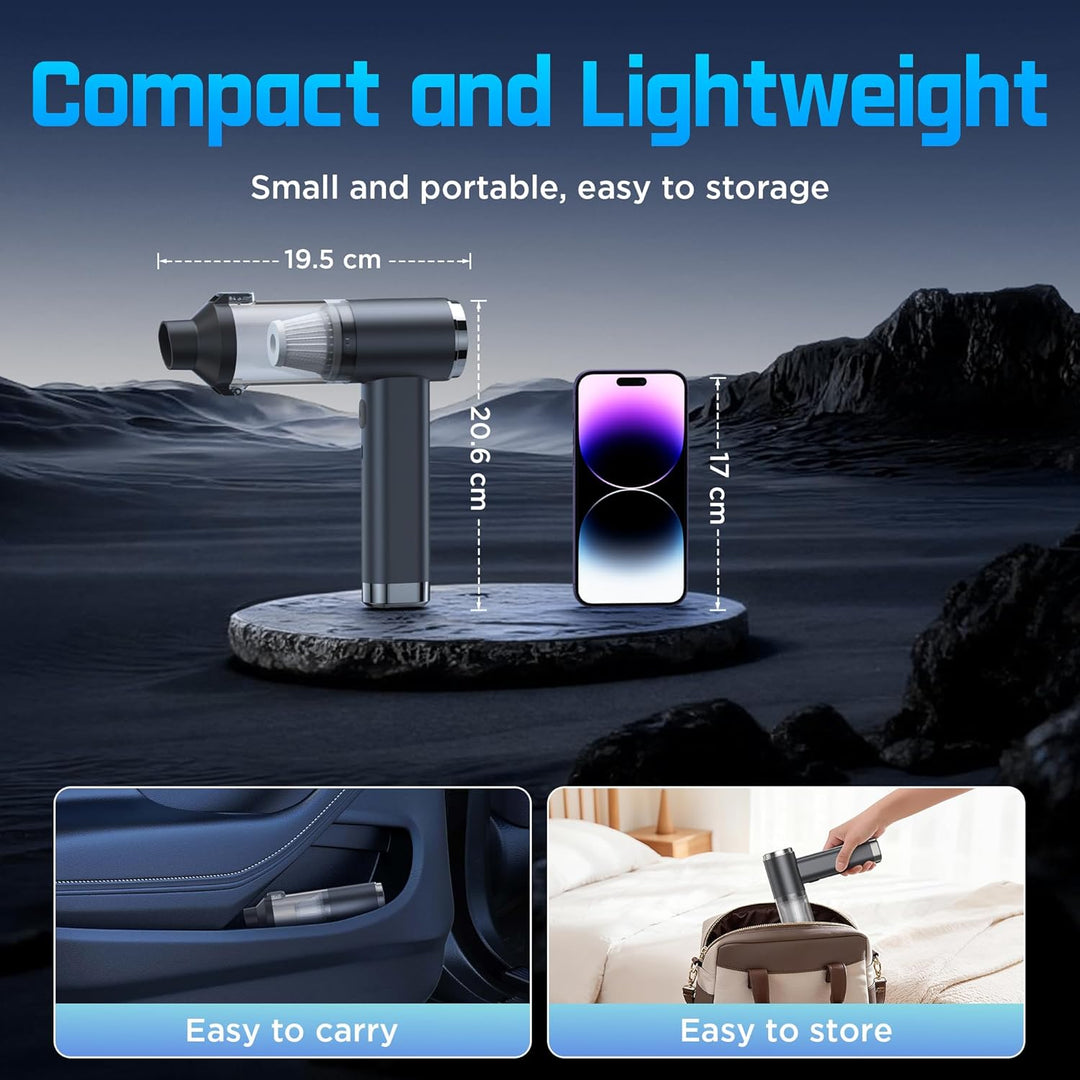 4in1 Handstaubsauger Akku, 25000Pa Handstaubsauger Kabellos, 2 Gang 6000mAh Mini Auto Staubsauger St