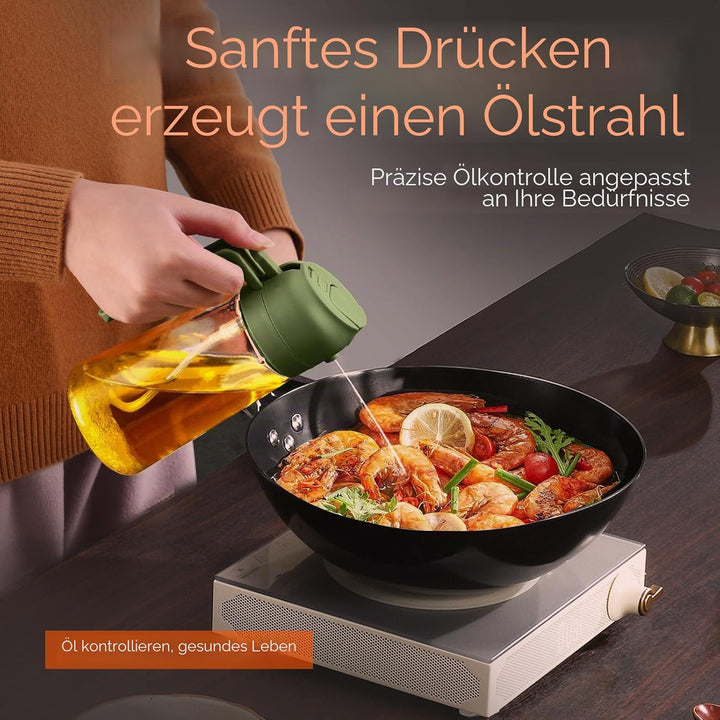 YARRAMATE 2 Stück 2 in 1 Ölsprüher für speiseöl, 470ml Öl Sprühflasche lebensmittelecht, Ölspray zum