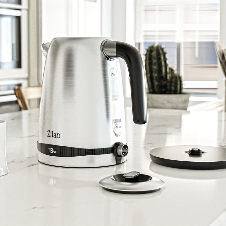 Zilan Digitaler Wasserkocher Edelstahl 1,7 lt Trockenkochschutz Temperaturregelfunktion Warmhaltefun