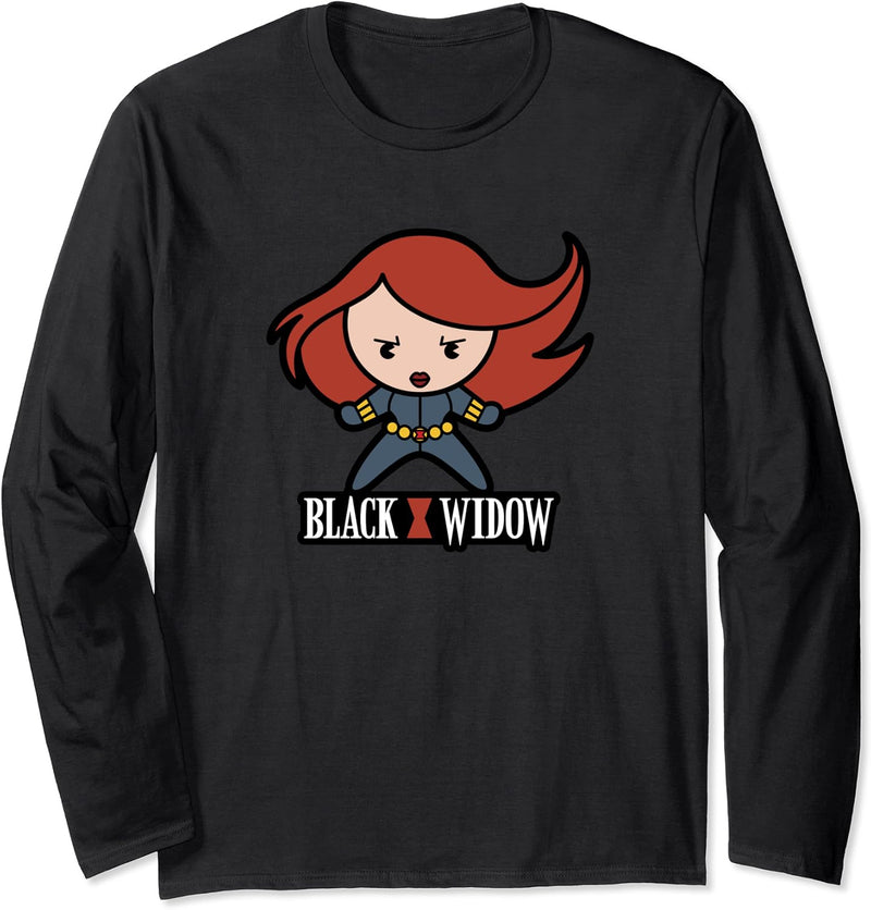 Marvel Black Widow Cute Kawaii Logo Stance Langarmshirt