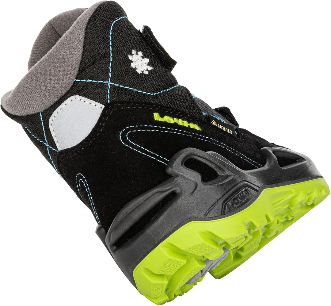 LOWA MILO GTX MID Kinder Winterstiefel gefüttert Outdoor Goretex 640542 25 EU Black Turquoise, 25 EU