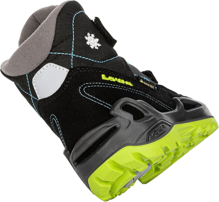 LOWA MILO GTX MID Kinder Winterstiefel gefüttert Outdoor Goretex 640542 25 EU Black Turquoise, 25 EU