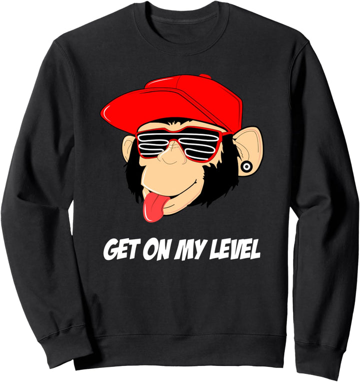 cooler Sonnenbrillen Hip Hop Affe rotes Cap Get on my Level Sweatshirt