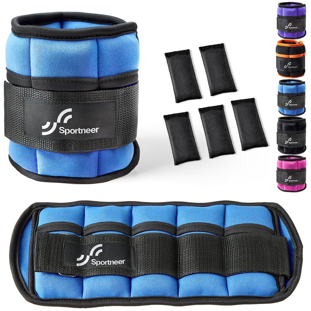 Sportneer Verstellbare Gewichtsmanschetten für Füsse oder Handgelenke, 0,7–3 kg pro Knöchel, 1,4–6 k