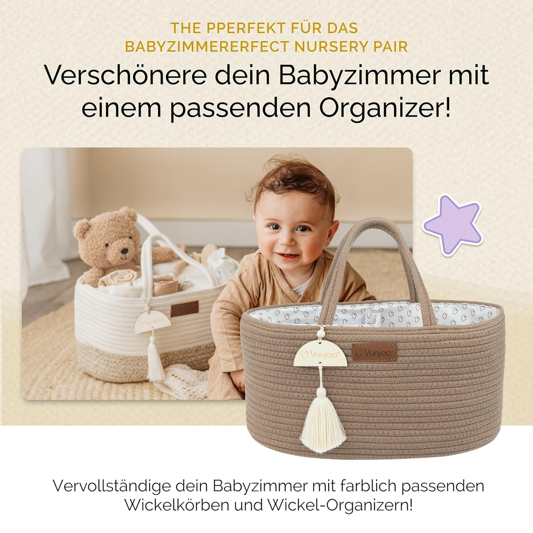 Yunioo Wickelauflage, Wickelkorb Baby mit Reise Wickelunterlage, Schaumstoffmatratze und wasserabwei