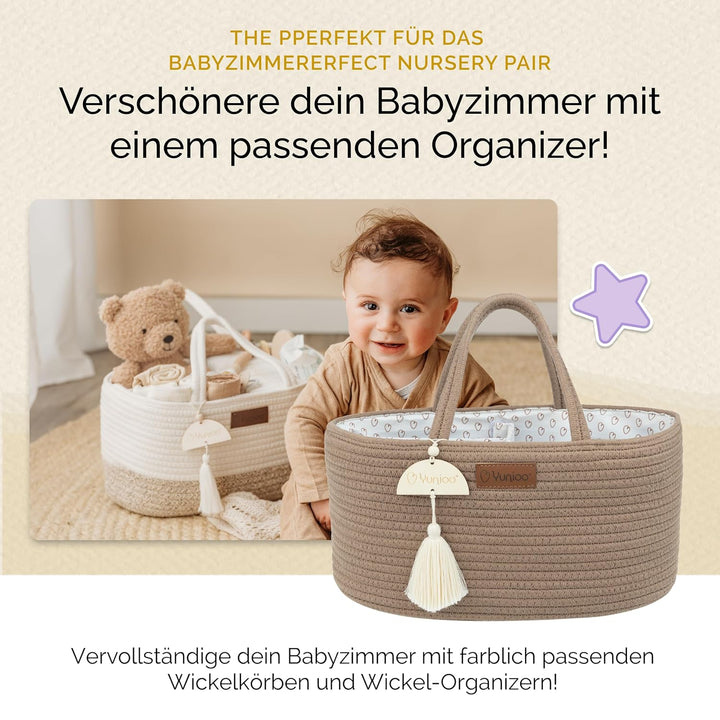 Yunioo Wickelauflage, Wickelkorb Baby mit Reise Wickelunterlage, Schaumstoffmatratze und wasserabwei