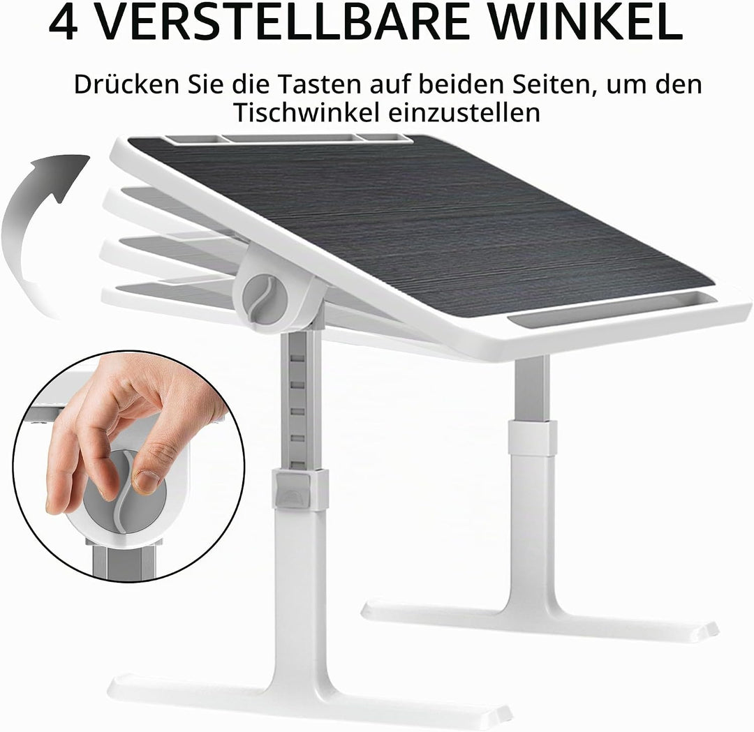Soontrans Laptoptisch 60 x 40 cm, Laptop Tisch mit Schublade, Höhenverstellbar, 4 Winkelverstellbar,