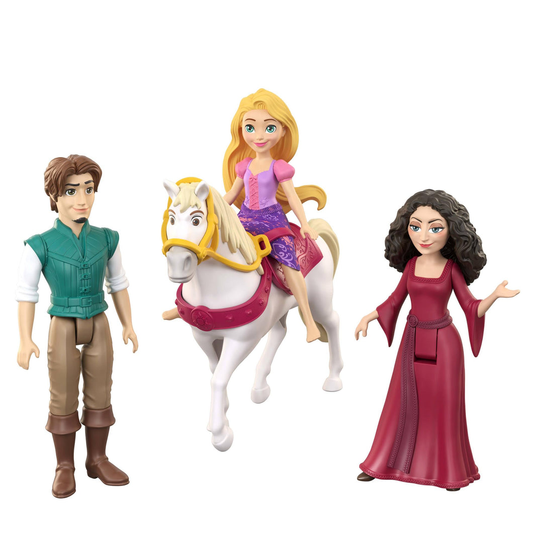 Disney Prinzessin-Spielzeug, kleine Puppen im 4er-Set mit Rapunzel, Flynn Rider und Mutter Gothel so