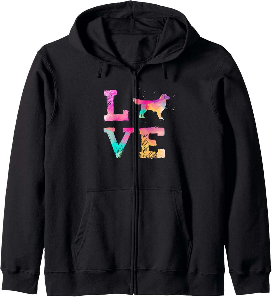 Bunte Aquarellmalerei Golden Retriever Hund Love-r Kapuzenjacke