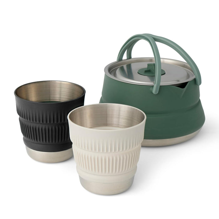 Sea to Summit Detour Edelstahl-Wasserkocher-Set (1,6 Liter Wasserkocher, 2 Tassen), grün