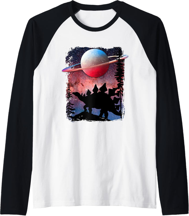 Stegosaurus Dinosaurier Sci-Fi Galaxy Star Night Nature Grafik Raglan