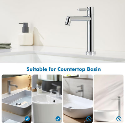 Ulytid Kaltwasserhahn, Chrom Wasserhahn Bad, Einhebel Waschtischarmatur mit Abnehmbarer Sprudler, Ba