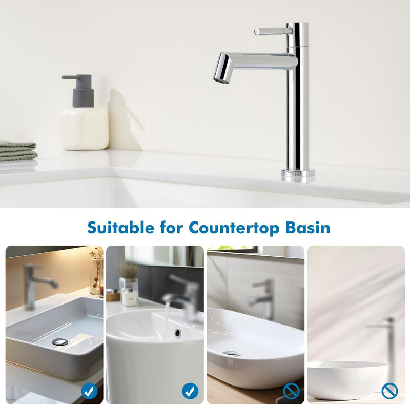 Ulytid Kaltwasserhahn, Chrom Wasserhahn Bad, Einhebel Waschtischarmatur mit Abnehmbarer Sprudler, Ba