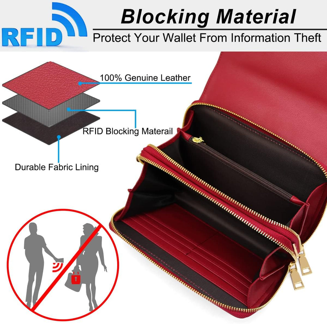 REETEE Handytasche Zum Umhängen Leder Damen Kleine Umhängetasche RFID Schutz Geldbörse Damen,Crossbo