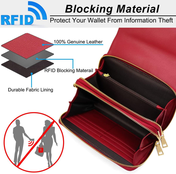 REETEE Handytasche Zum Umhängen Leder Damen Kleine Umhängetasche RFID Schutz Geldbörse Damen,Crossbo