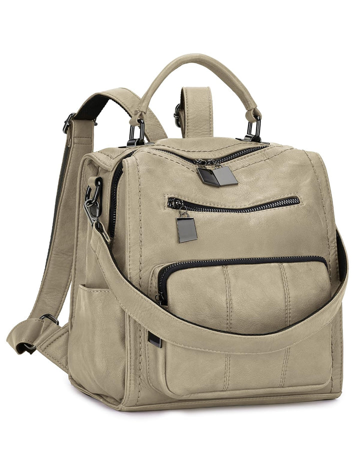 RAVUO Rucksack Damen Klein, PU Leder Kleiner Damen-Rucksackhandtaschen Mini Cityrucksack Wasserdicht