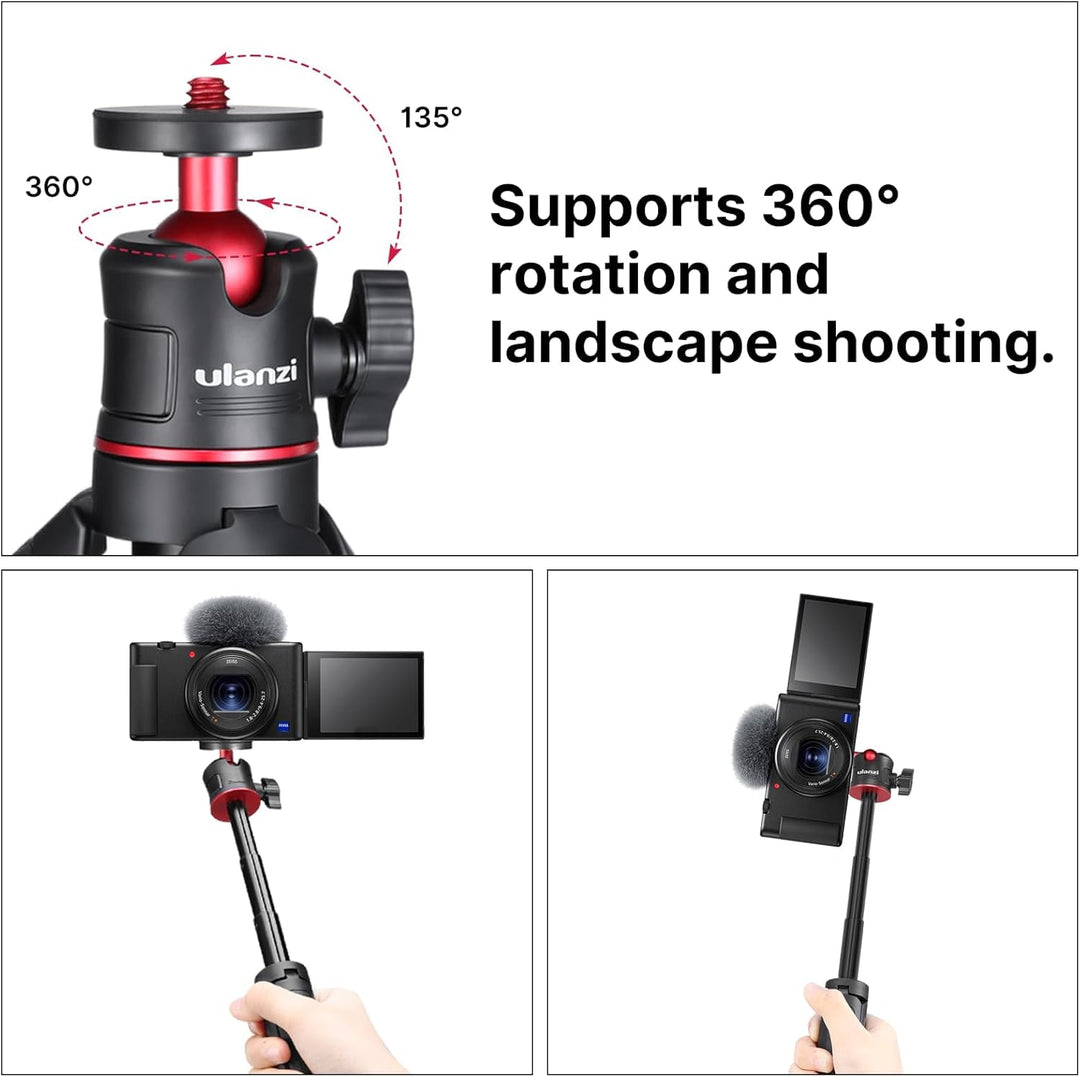 ULANZI MT-08 Kompaktes Reisestativ, tragbar, Mini-Stativ, mit 1/4-Zoll-Schraube, kleines Stativ komp