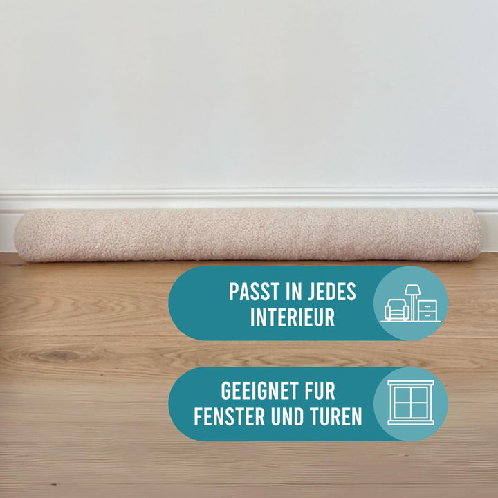 Rori Magnetischer Zugluftstopper für Türen 90cm - Zugluftstopper Teddy - Türdichtung Beige - Zugstop